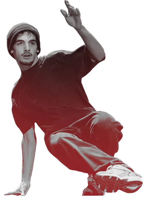 Imagem representando um aluno durante uma aula de dança urbana. A Follow Dance oferece aulas de Hip Hop e outros estilos de dança em Samora Correia para crianças, jovens e adultos que desejam aprender, evoluir e divertir-se.